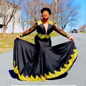 Black and gold dress